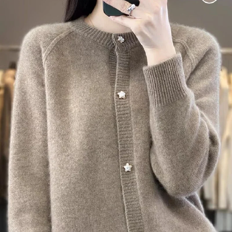 

South Oil High-End Women's Early Spring Knitted Cardigan Sweater Outerwear Hangzhou Four Seasons een Thirteenth Row Top
