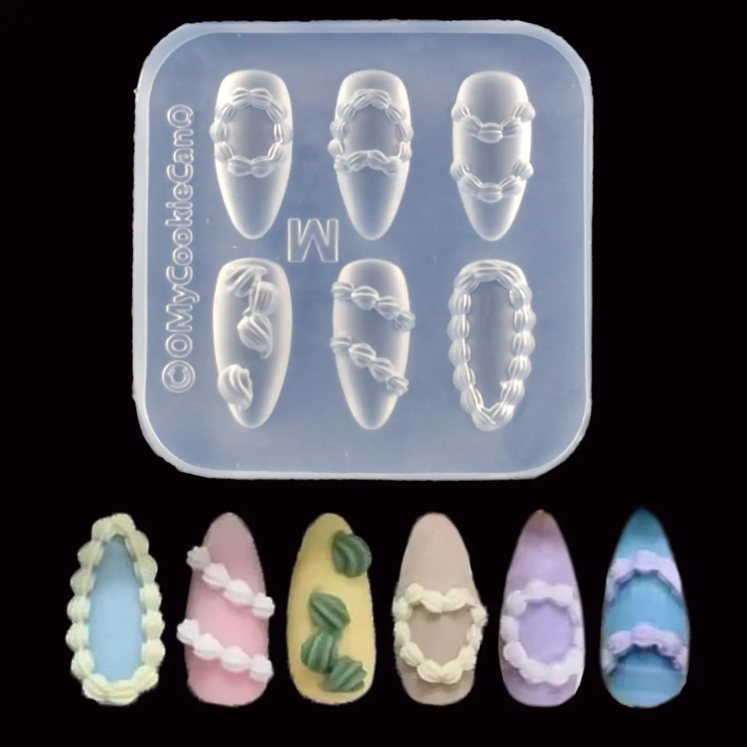

Nail Art Silicone Mold with 6 Patterns for DIY 3D Embossed Nail Charms, Resin Craft Tool