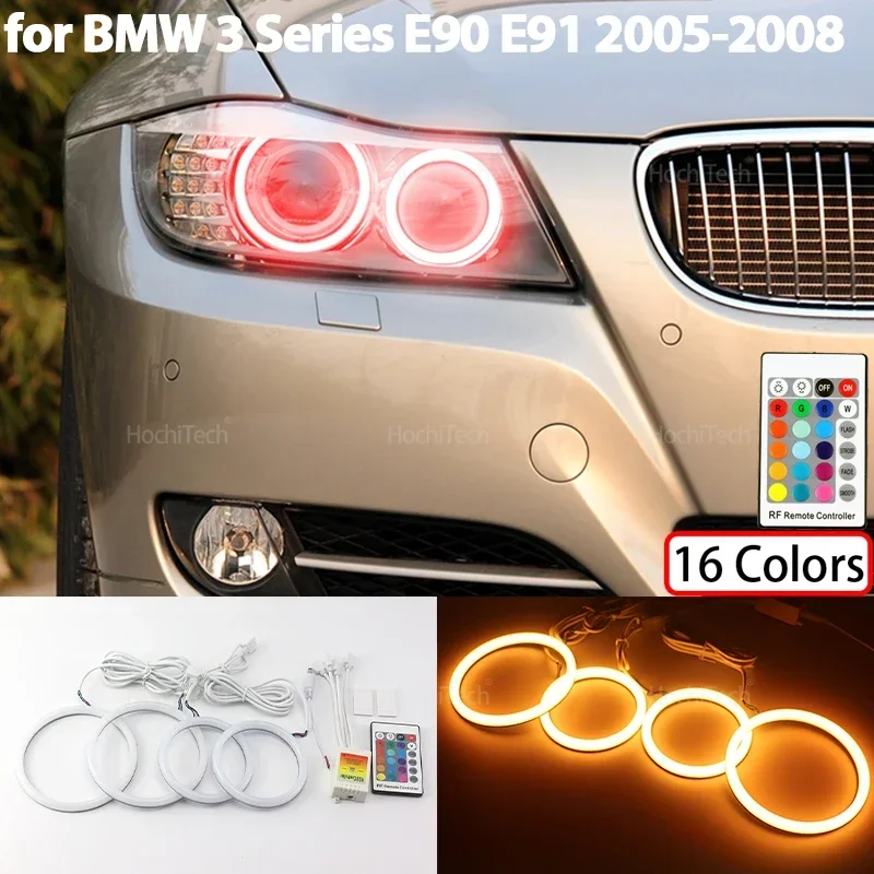 

Для BMW 3 серии E90 E91 2005 2006 2007 2008 Аксессуары 16 цветов RGB Хлопковый светильник Светодиодный комплект «Ангельские глазки» Кольцо с дистанционным управлением