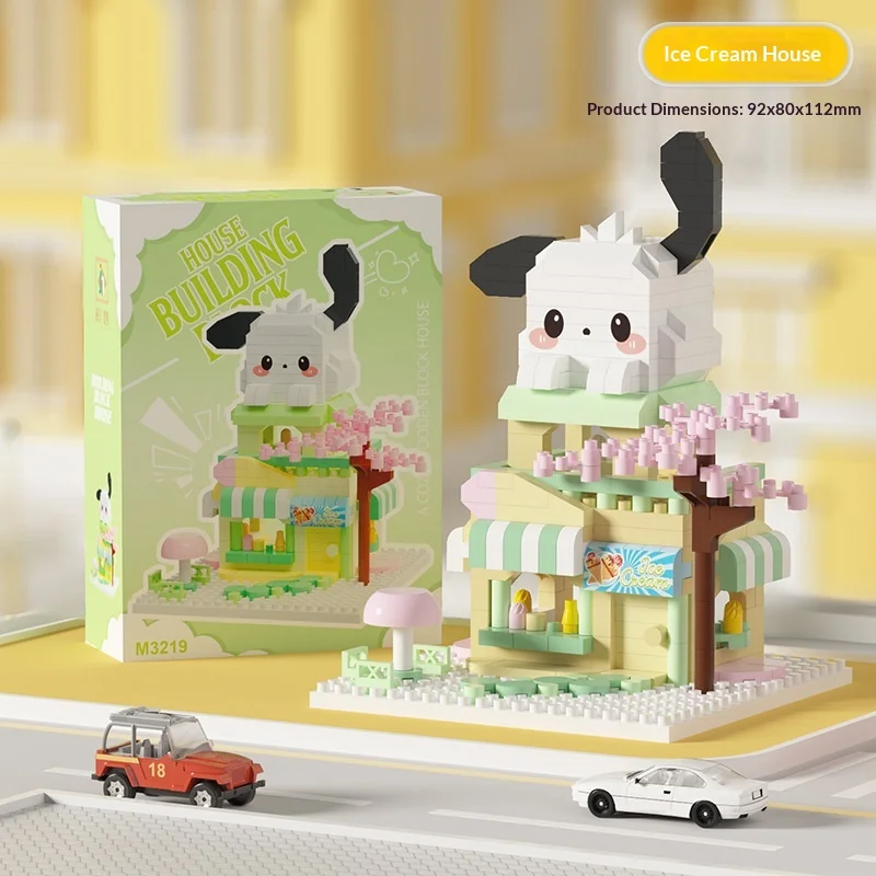 

Конструктор-головоломка Sanrio: Домик с видом на улицу, фигурки животных, детские игрушки, украшение для рабочего стола, подарок для девочки