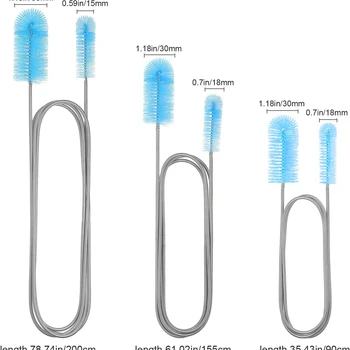 Aquarium Cleaning Brush for Water Filter Pump Lily Pipe Air Tube Hose Stainless Steel Fish Tank Brush Water Pump Accessories