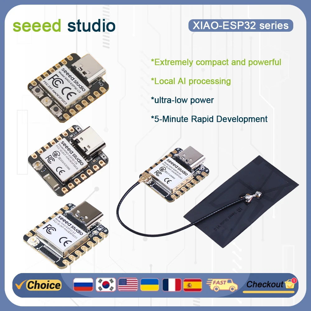 

Seeed XIAO ESP32-C3/C6/S3 Mini Board - WiFi 6, BLE 5.3, IoT, Smart Home, Arduino, ESP32S3, Edge AI, Low Power, Compact
