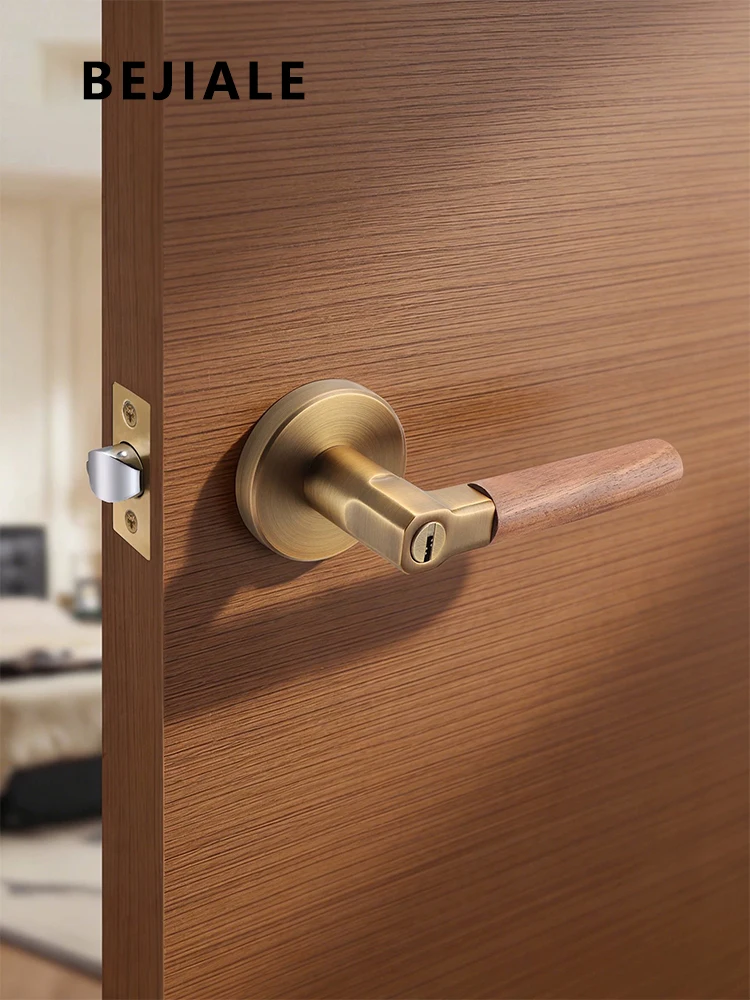 antique-style-bedroom-door-lock-home-bathroom-ball-lock-retro-walnut-handle-replacement-for-interior-doors