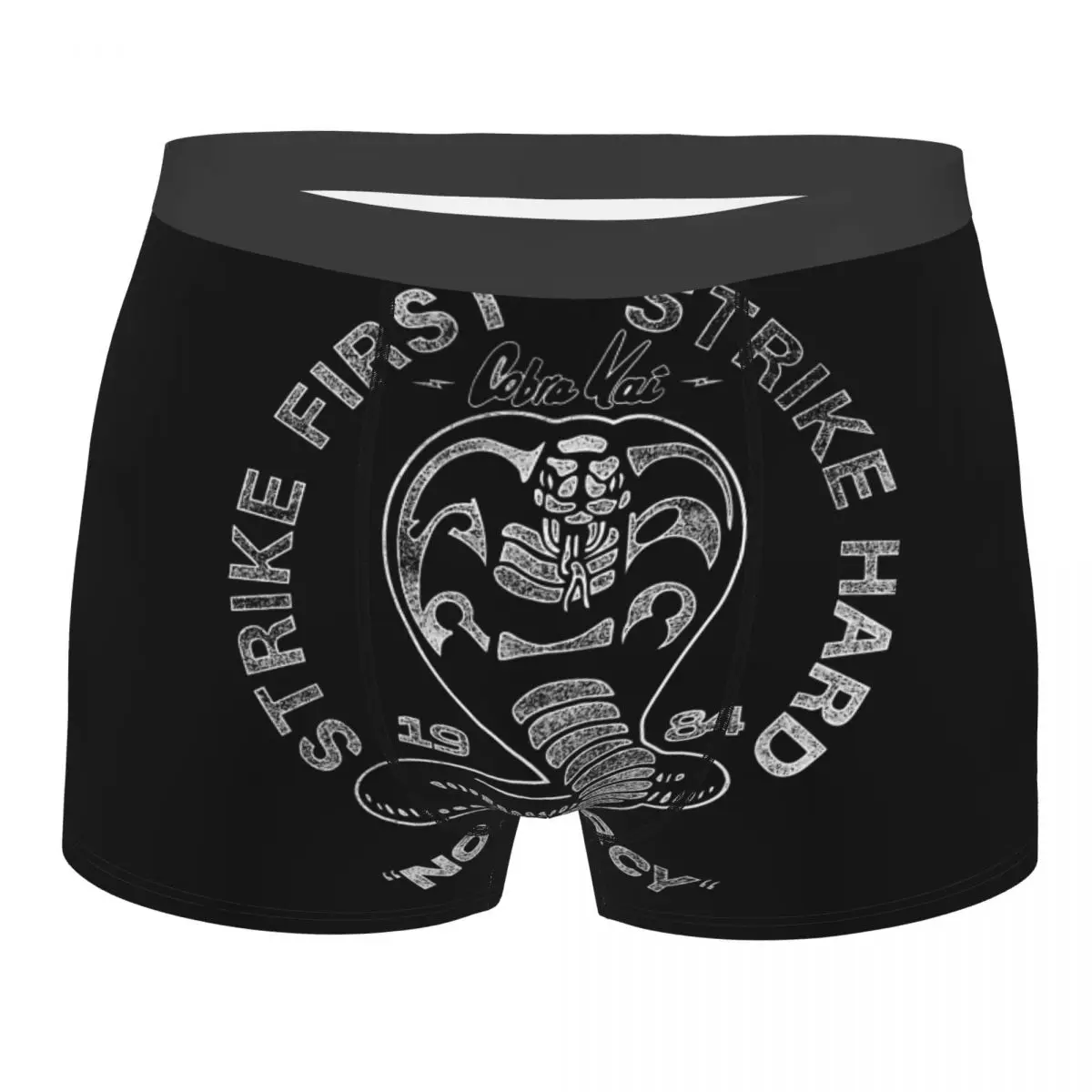 Cobra Kai Strike First Strike Hard Underpants Homme Panties Man Underwear Print Shorts Boxer Briefs