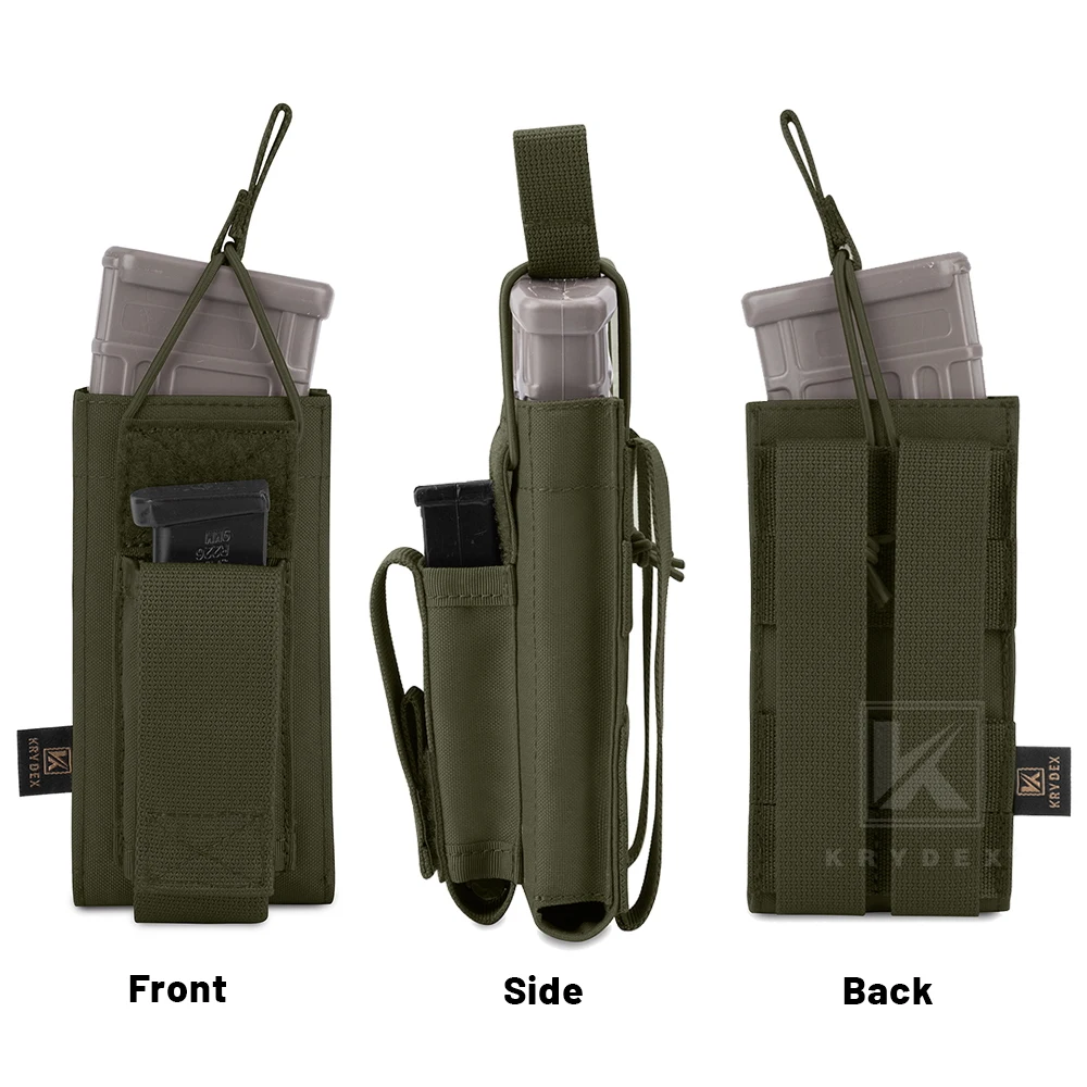KRYDEX Tactical Single Mag Pouch Open Top 556 9mm Magazine Pouch For M4 M16 AR15Hunting Ourdoor Airsoft Accessories