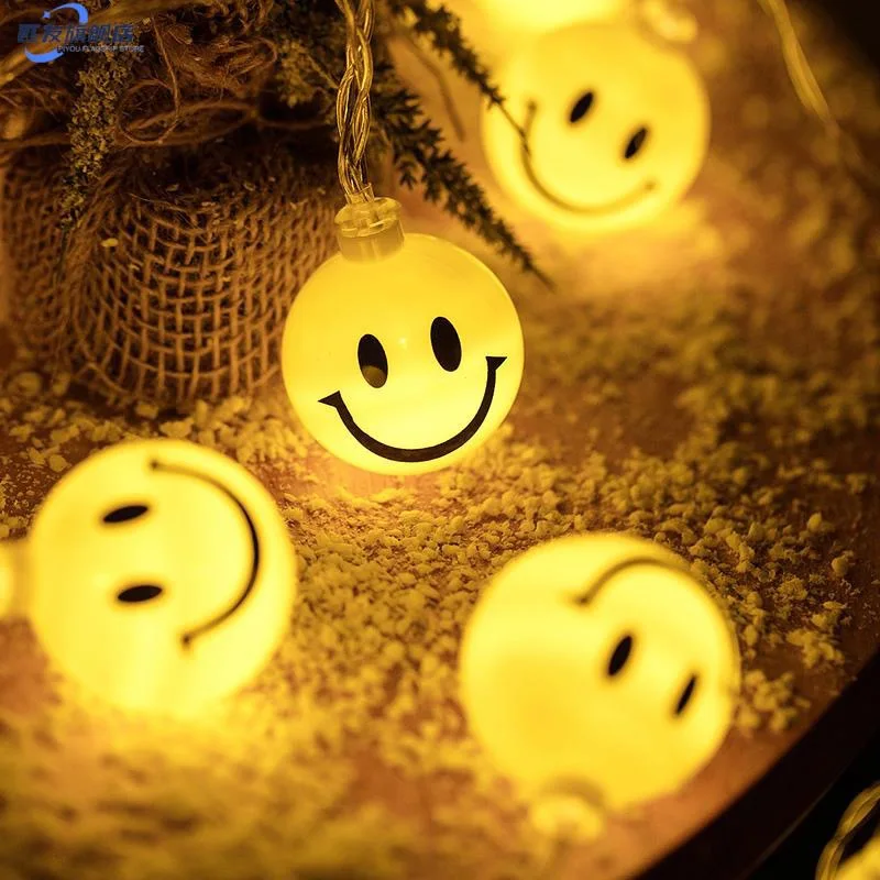 Lovely Smiling Face Cartoon LED Expression Lamp String, Party Festival Decoration, New