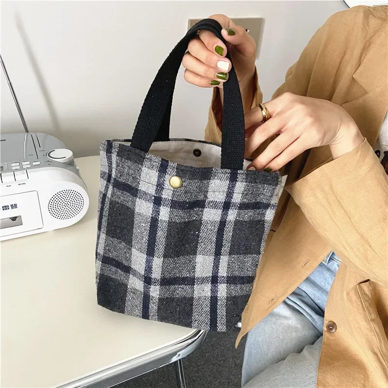 Korean Style Winter Lunch Bags Mini Handbag Women Small Shopping Bag for Girl Fresh Reusable Canvas Storage Tote Bag Lonchera