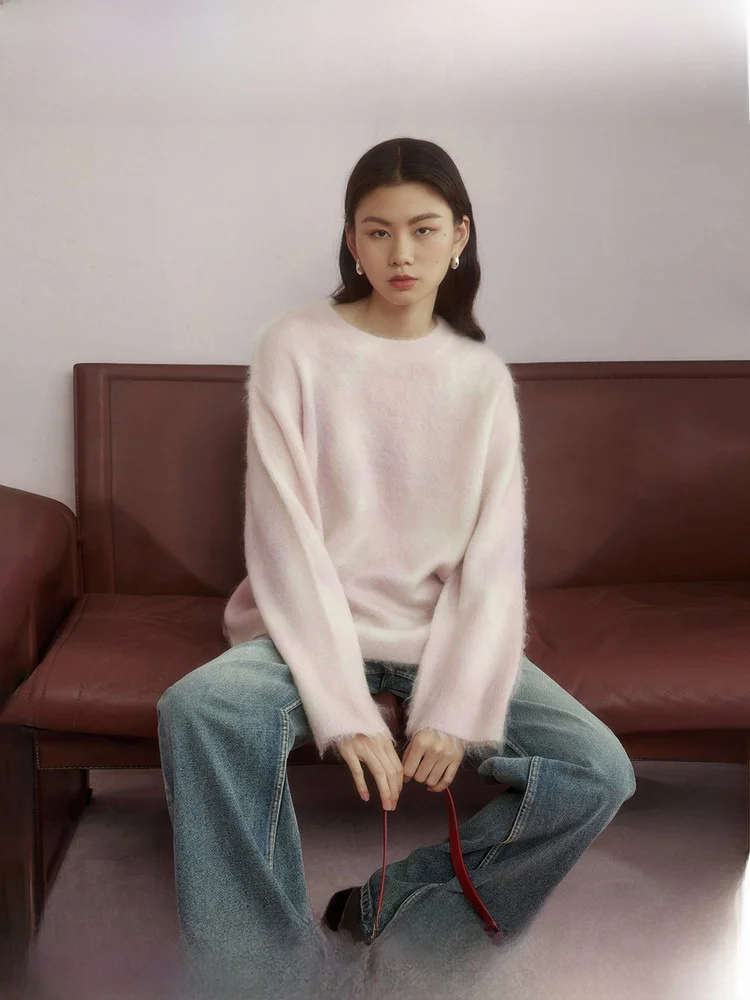 

Женский свитер Lazy Print: повседневный, свободный, из мохера, зимняя коллекция, комфортный, с круглым вырезом, длинными рукавами, вязаный, от ZhiZhi