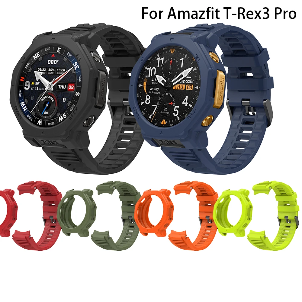 Silicone WatchStrap For Amazfit T-Rex 3 Pro Smart Watch Band Bracelet Wristband For Huami Amazfit T Rex 3 Pro Replace Strap&Case