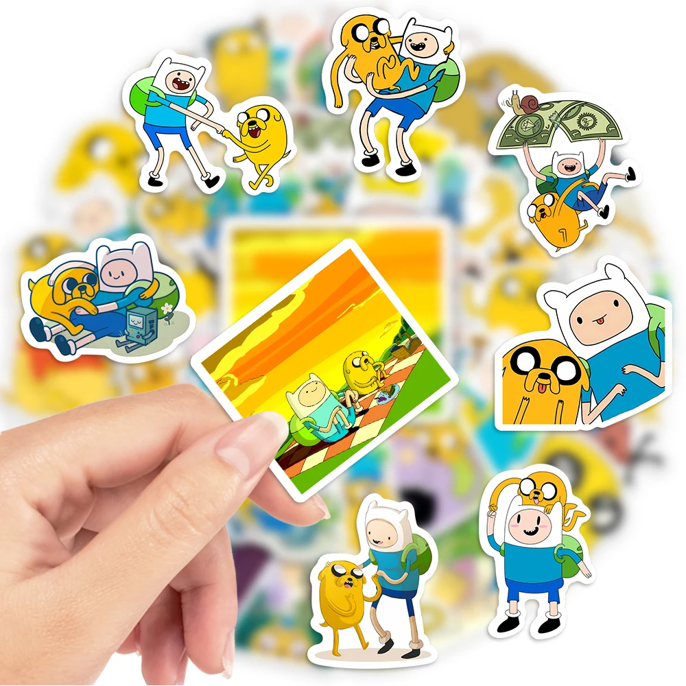 Adventure  Anime Stickers Fin and Jack DIY for Laptop Luggage Phone Scooter Funny Vinyl Decal for Kids Children Waterproof PVC