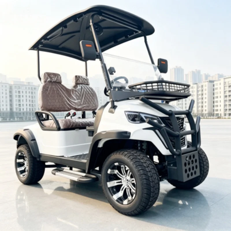 2026 New 2 Passenger Electric Golf Cart Practical Lithium Club Outdoor Hunting Car 12-Inch Tires Bumper Front Basket Foot Pedal
