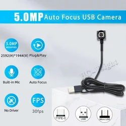 Módulo de cámara Micro USB de Audio UVC OTG de alta velocidad con enfoque automático rápido de 5MP Mini cámara pequeña externa de vigilancia CCTV tipo c