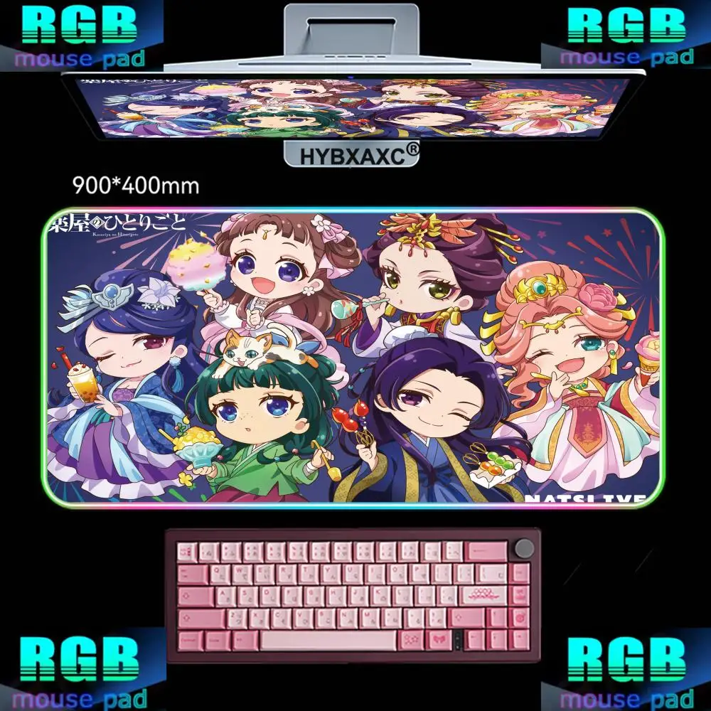 

HYBXAXC Mouse Pad RGB Gaming Mouse Pad Mat HD Gamer Large LED Light XXL Cute Pretty Anime The Apothecary Diaries RGB Mousepad