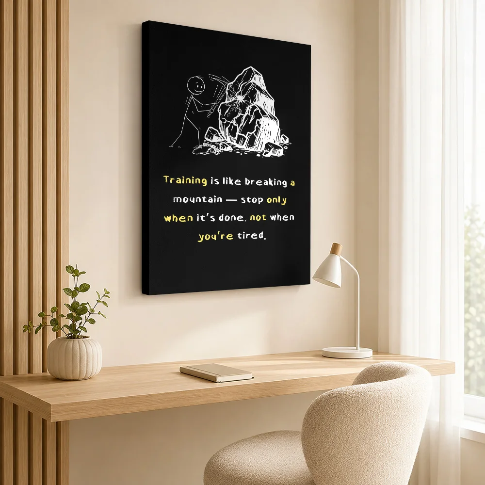 Training: Breaking a Mountain Framed Canvas Print Poster Customized Photo Travel Landscape Wall Paintings Decoration for Hotel