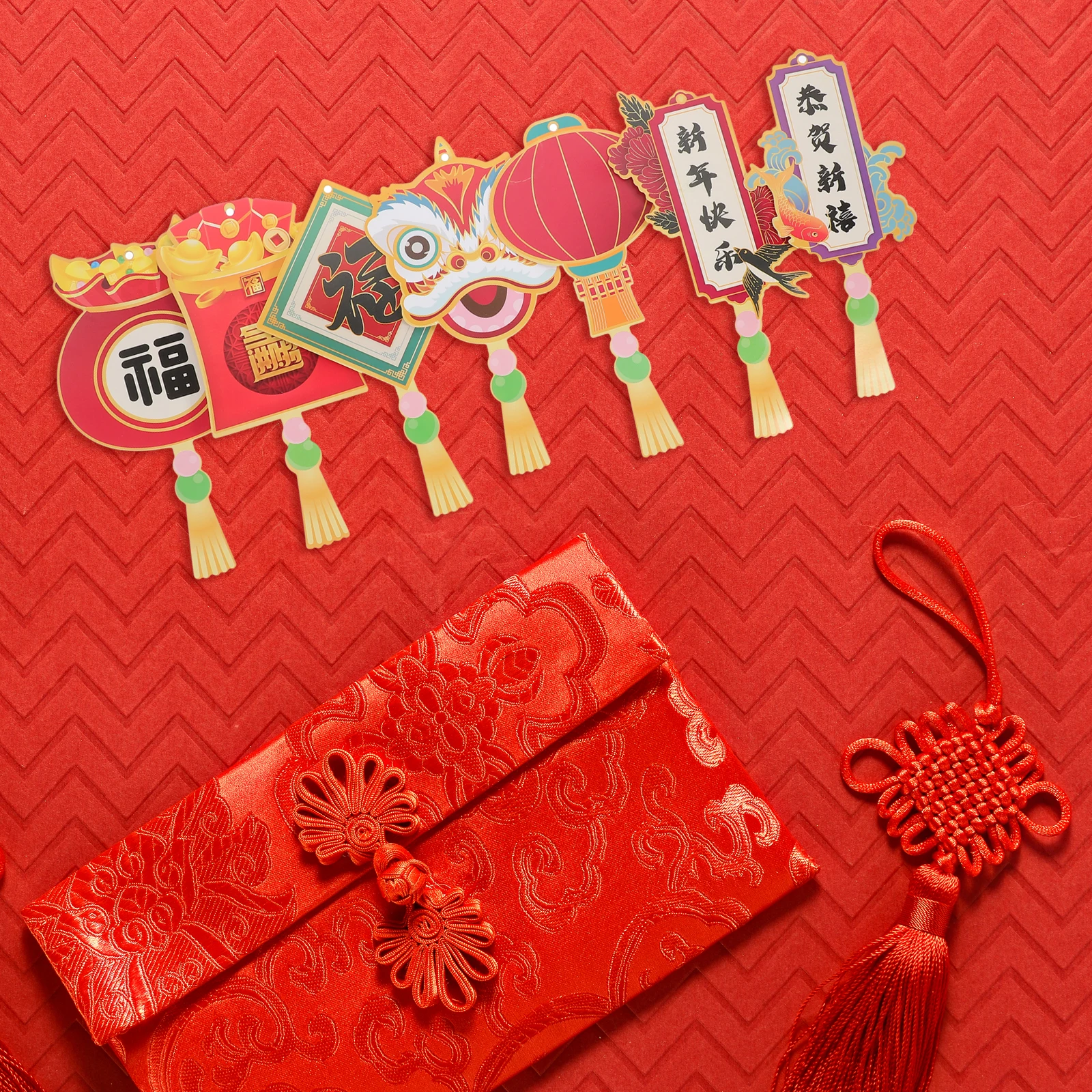 

12Pcs Chinese New Year Hanging Pendants Sturdy Paper Bonsai Ornaments Spring Festival Decorations Wall Door Car Decor 2024