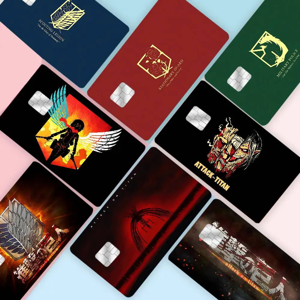 Anime A-Attack On T-Titan Cartoon Credit Card Skin Stickers For Bank Card Bus Metro Card Sticker Waterproof Women Gift