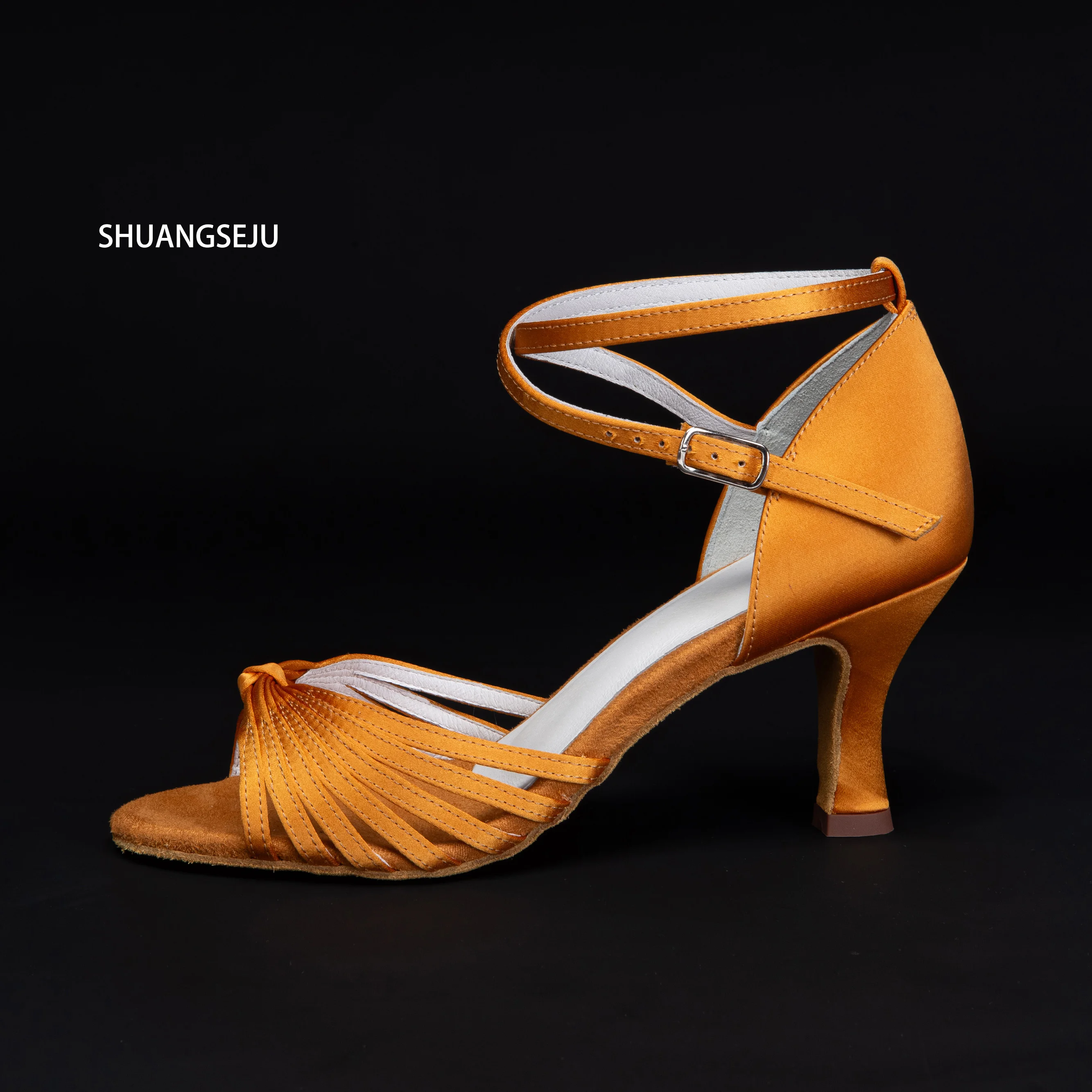 SHUANGSEJU New adult women's Latin dance shoes, bronze soft sole cha-cha salsa bachata social dance shoes, soft soles comfort
