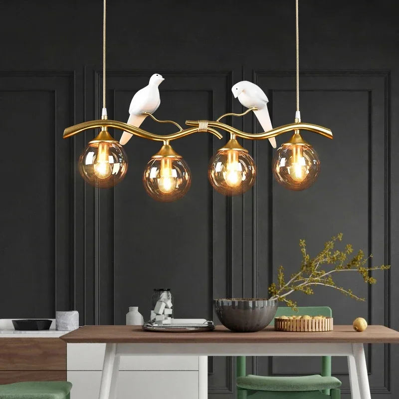 Black Gold Bird LED Chandeliers Simple Pendant Lamp for Living Dining Room Kitchen Decor Home Indoor Pendant Hanging Lighting