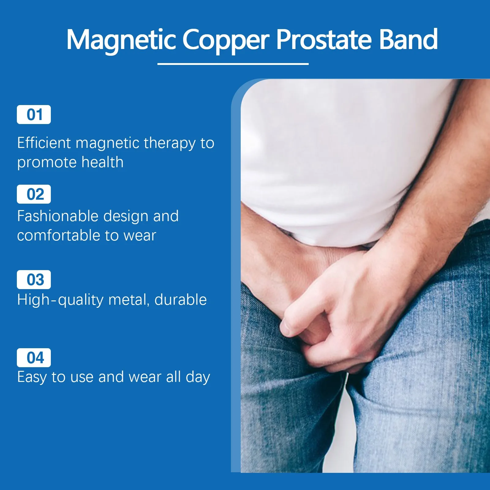 Higher Quality Magnetic copper prostate band improves blood circulation and men\'s fashion bracelet relieves prostate symptoms