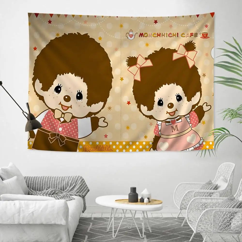 Popular Logo M-Monchhichi Fashion Happy Birthday Party Backdrop Decoration Kids Boy Baby Shower Anime Photography Background