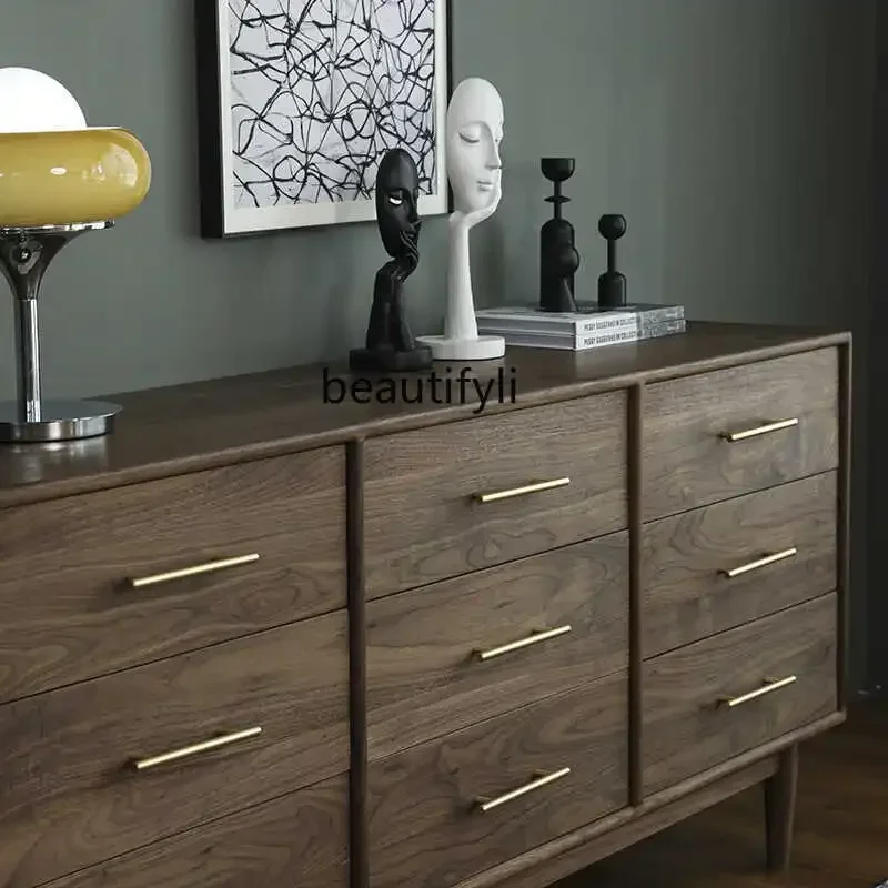 C45 North American black walnut chest cabinet, locker, bedroom storage cabinet, simple nine chest cabinetG4567