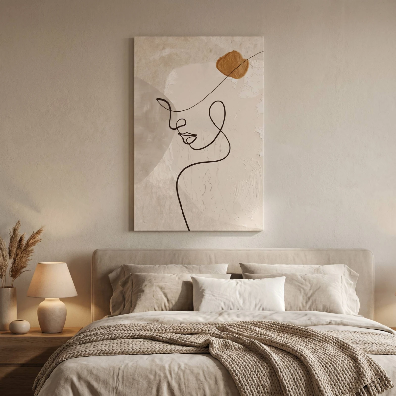 Unframed Canvas Modern Canvas Printed Line Drawing Reproduction Boho Black and White for Homeowners, Living Room, Bedroom