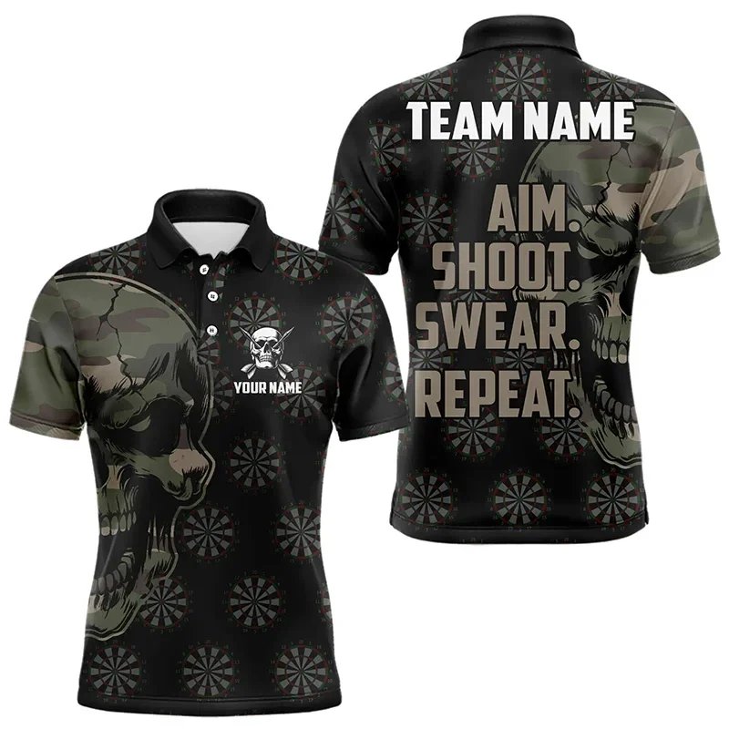

Fashion Darts Graphic Polo Shirts Custom Name Team Name Personalization 3D Printed T-Shirt Loose Breathable Mens Sports Tops