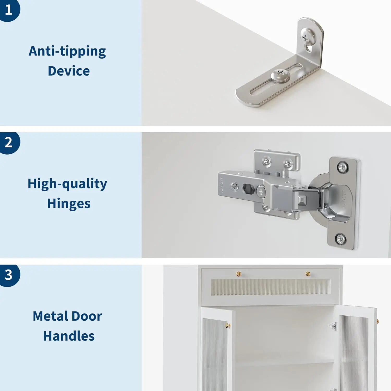 خزانة مخزن المطبخ بأبواب زجاجية، خزانة تخزين ذات أرفف مفتوحة من 3 طبقات مع درج وأرفف قابلة للتعديل، بار القهوة T #2