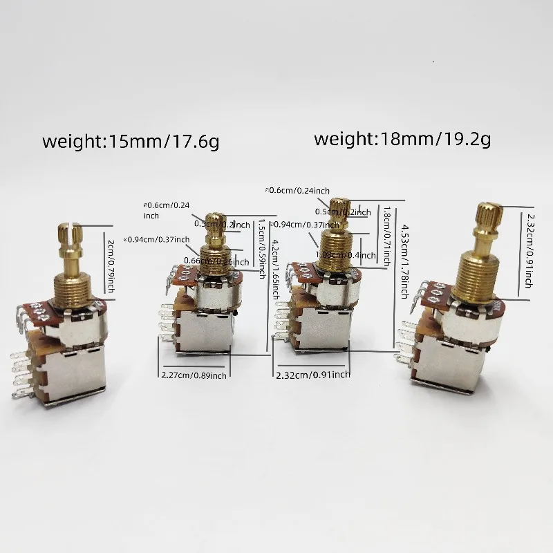 For Copper Shaft 15/18mm Volume Tone Control Knob Potentiometer Double-layer Press Bounce Dual Switch