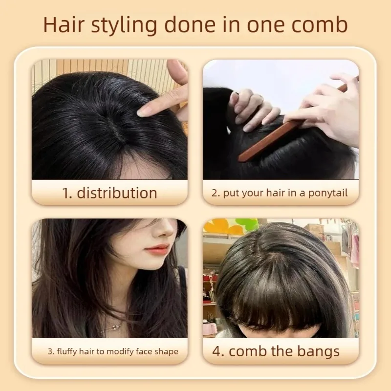 Professional Anti-Static Scalp Massage Paddle Hair Brush Imitation Wood Handle Stylist Tool for Teas