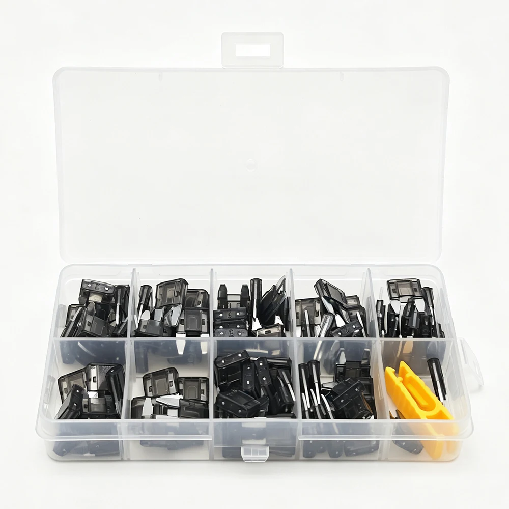 100 Stück Mini-Sicherungen 1A/2A/3,5A/7,5A/10A/15A/20A/25A/30A/35A/40 AMP APM/ATM Mini-Flachsicherungen Kurzschlussschutzsicherung – Detail 3