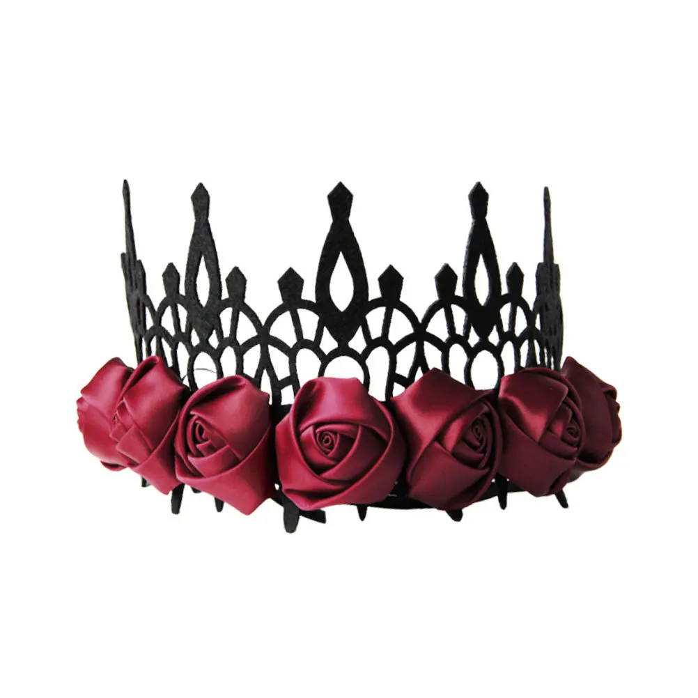 

Rose Shape Tiaras Wedding Crown For Women Halloween Headband Fashion Headdress Creative Headwrap Delicate Bridal Hairband