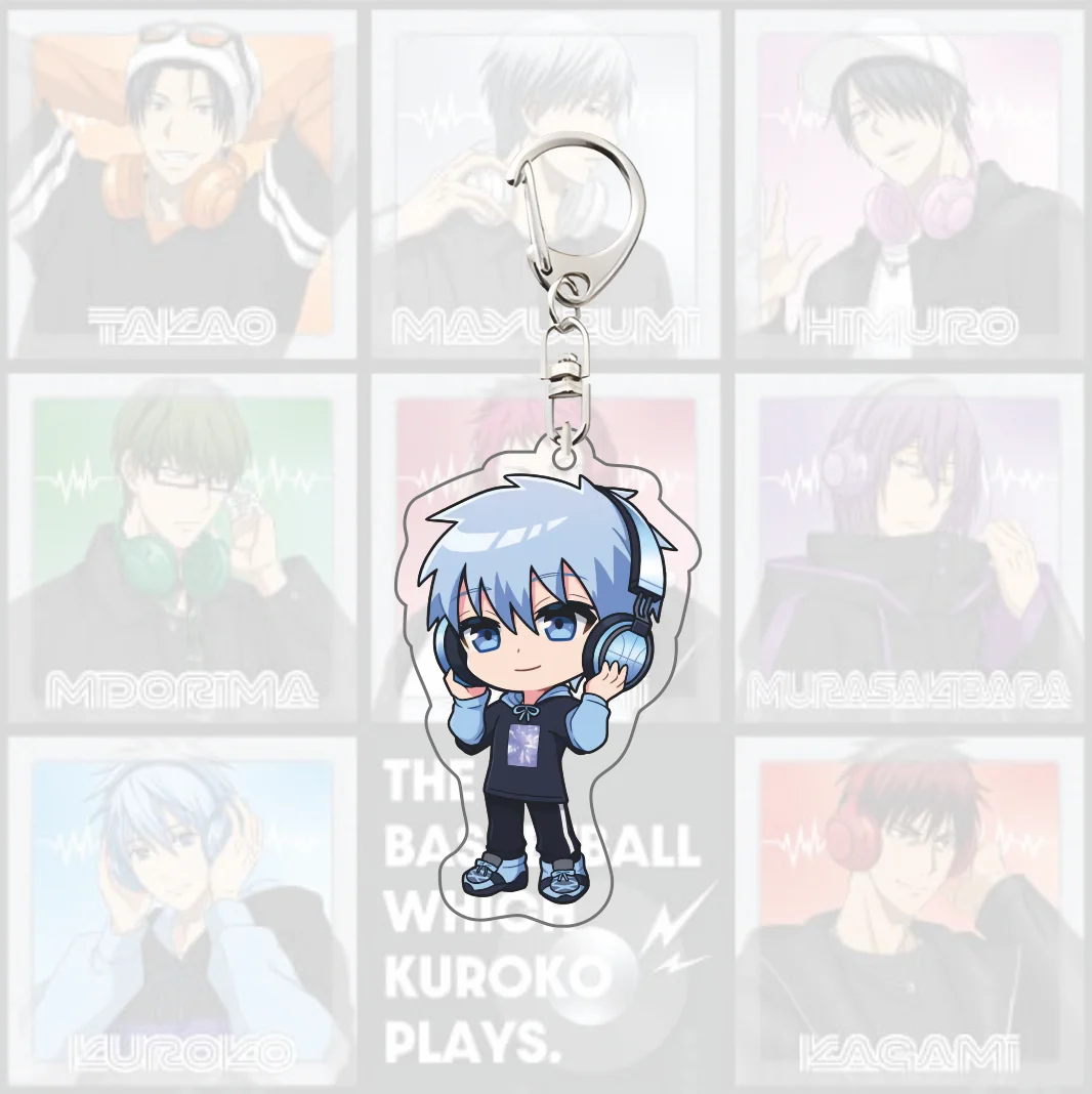 Kuroko Kagami Kise Aomine Kuroko Basketball Acrylic Keychain, Trendy Headphones Chibi Keyring, Streetwear Anime Bag Pendant,