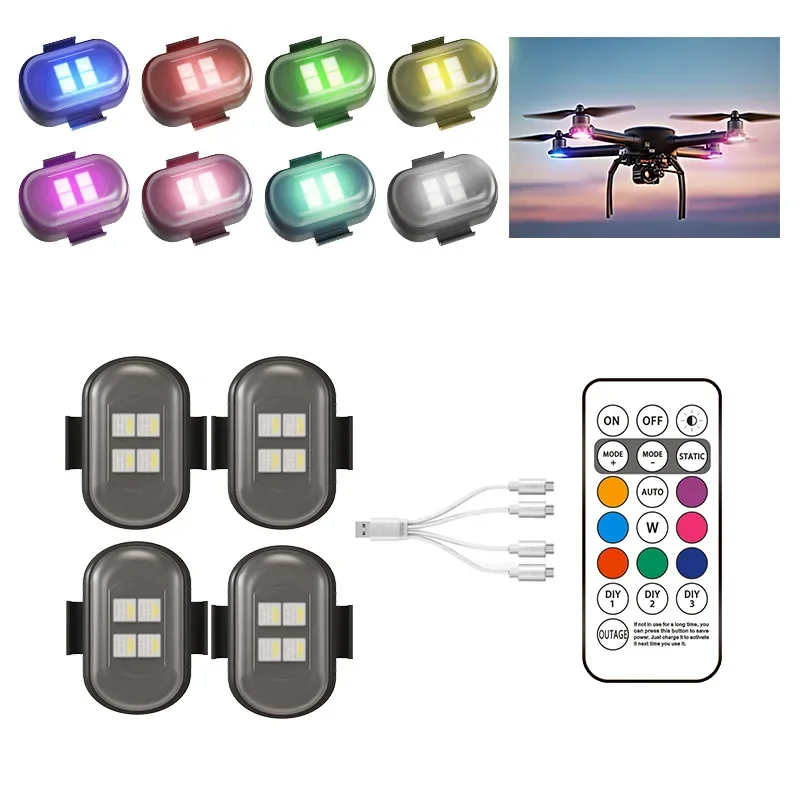 RGB Led Car Strobe Lights Motorcycle LED Flash Position Wireless Light Aircraft Airplane Helicopter Warning Lights Accessories