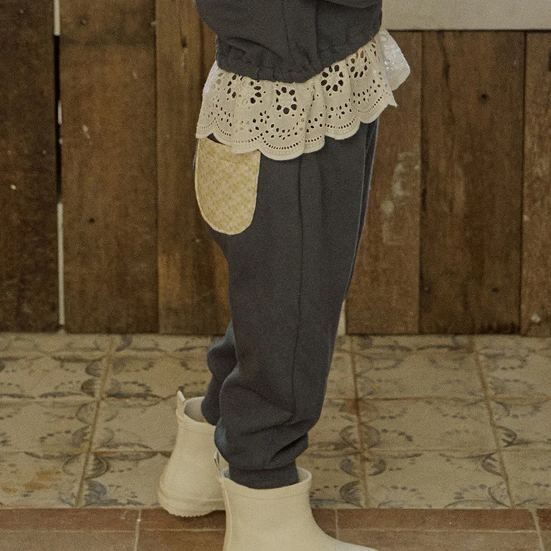 

2025 spring new Children's trousers girls Western-style loose waist girdle leg casual pants