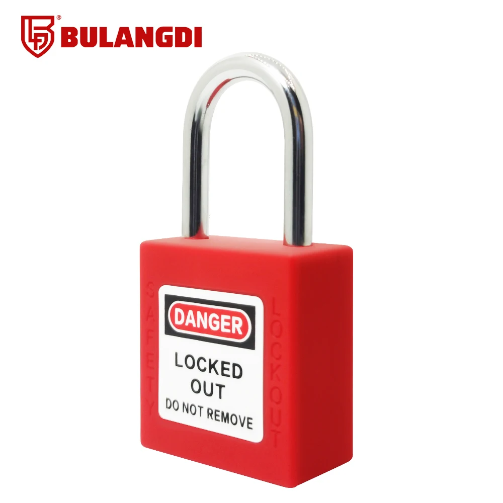 Mini Industrial Safety Padlock with Master Key, Lockout, Safety Loto Padlock, Steel Long Shackle, Red, 76mm