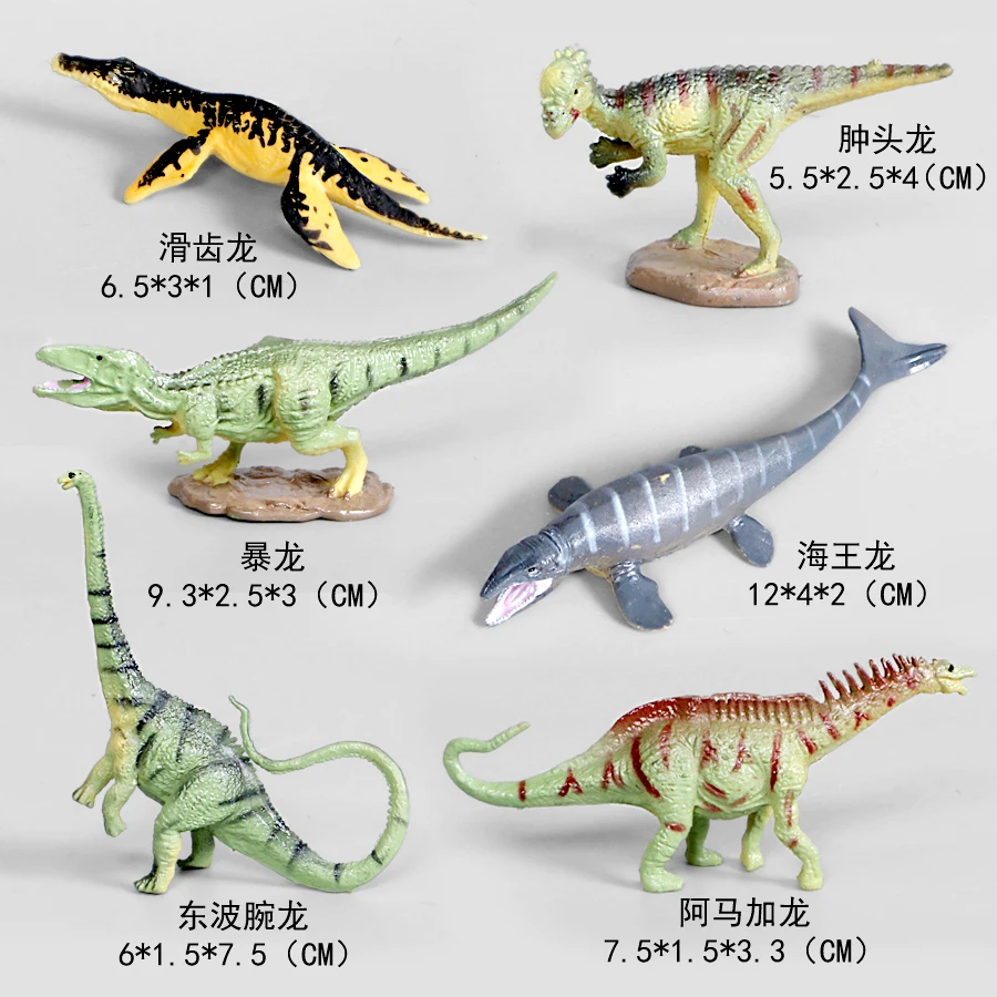 Simulation Animal Models Collection Miniature Dinosaur Models Set 6pcs,Triceratops Brachiosaur Diplodocus Solid Figurine For Kid