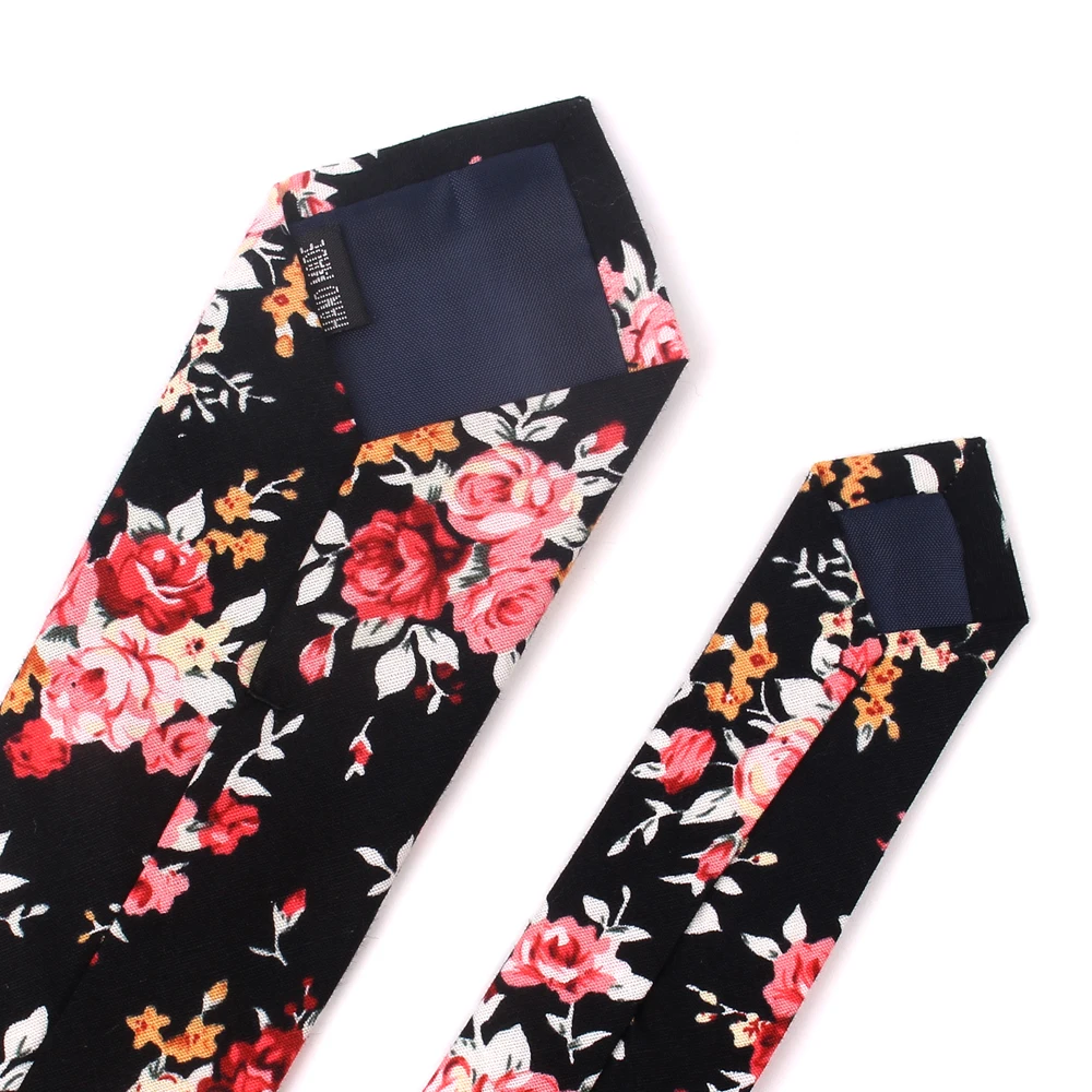 Novo casual floral algodão gravatas e bolso quadrado conjuntos flor impressão magro gravata para homens pescoço gravata cravat 6cm gravatas finas