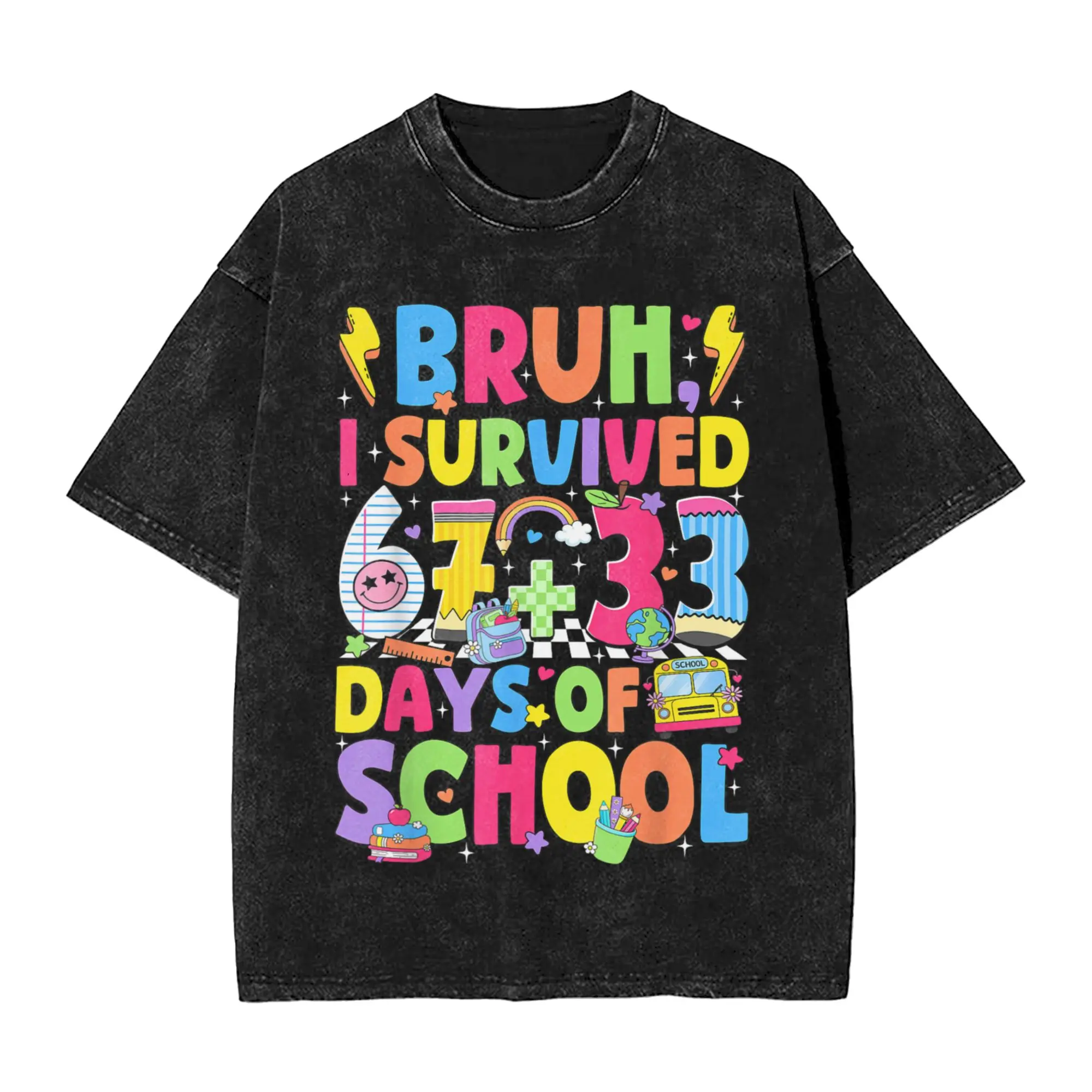Men Bruh I Survived 67 + 33 Days of School 100th Day of School T Shirts  Clothes Summer Vintage Short Sleeves T Shirt O Neck