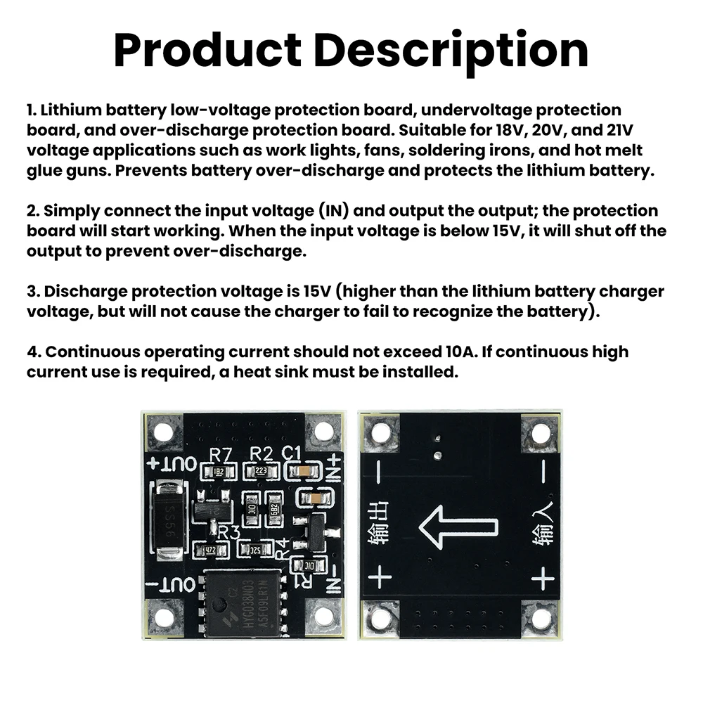 1-5 Stück BMS 18V 20V 21V Lithium-Batterie-Schutzplatine 15V Überentladungs- und Unterspannungsschutz für Batteriemanagement – Detail 7