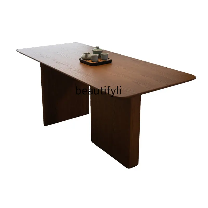 

Modern Minimalist Solid Wood Light Luxury Small Apartment Study Living Room White Oak Tea Table Desk living room furniture