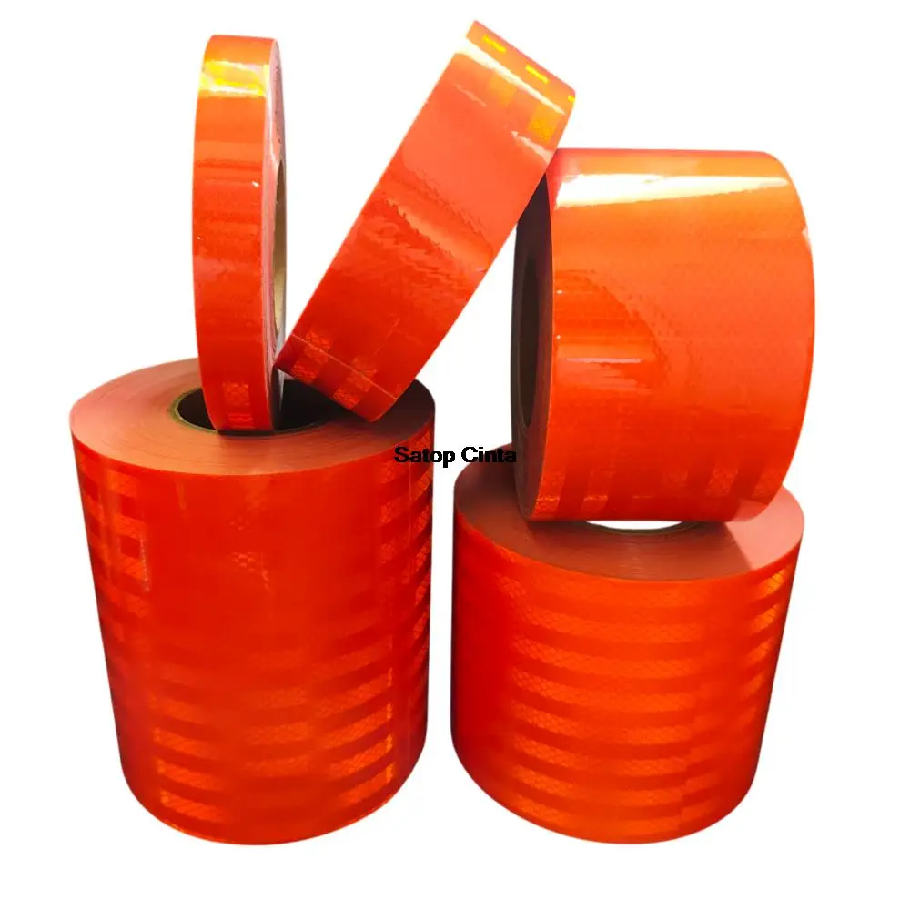 

Оранжевая светоотражающая лента для обеспечения безопасности, 5 м, ПЭТ, высокоинтенсивная призматическая светоотражающая пленка, клейкие предупреждающие маркировочные полосы для дорожного движения