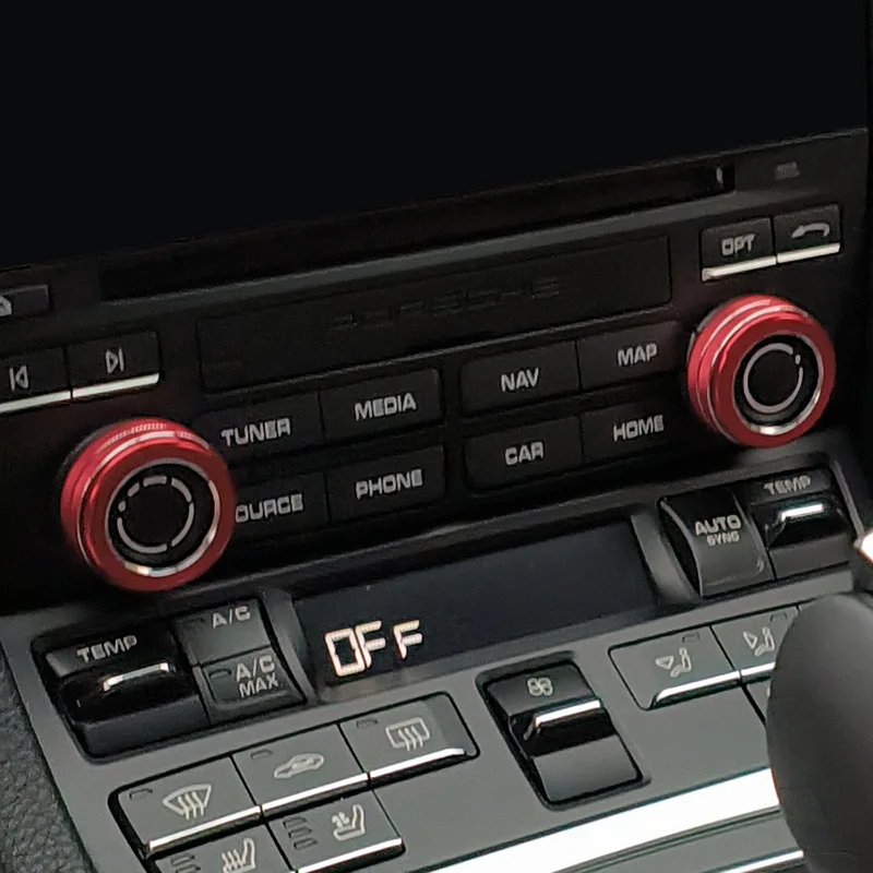 2pcs Dashboard Radio Volume Knob Decoration Ring Metal Trim Cover For Porsche Macan Panamera 718 911 Interior Accessories Refit