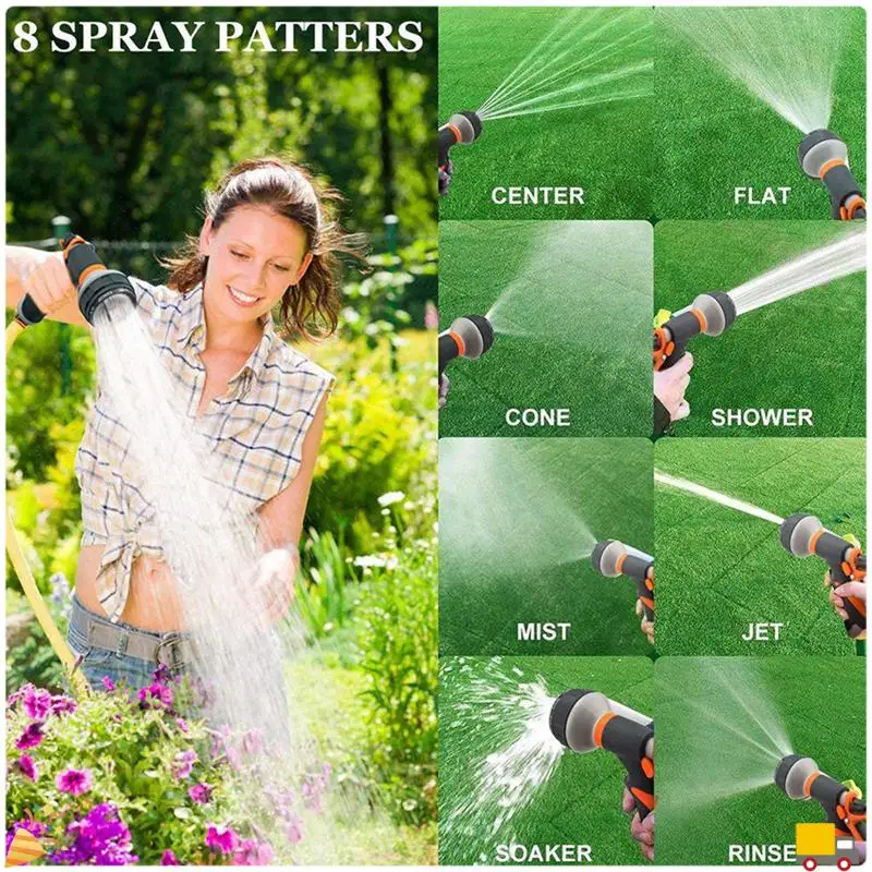 A32HOT-8 Patterns Spray Lawn Watering Multifunction Car Wash High Pressure Durable Hand-Held Tools Hose Sprinkle Nozzle Garden D