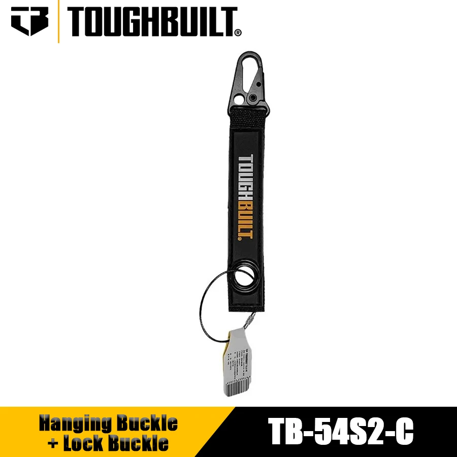 TOUGHBUILT TB-54S2-C Hanging Buckle + Lock Buckle Ring Portable Keychain Key Ring Hook & Loop Tool Carabiner Nylon Webbing Hooks