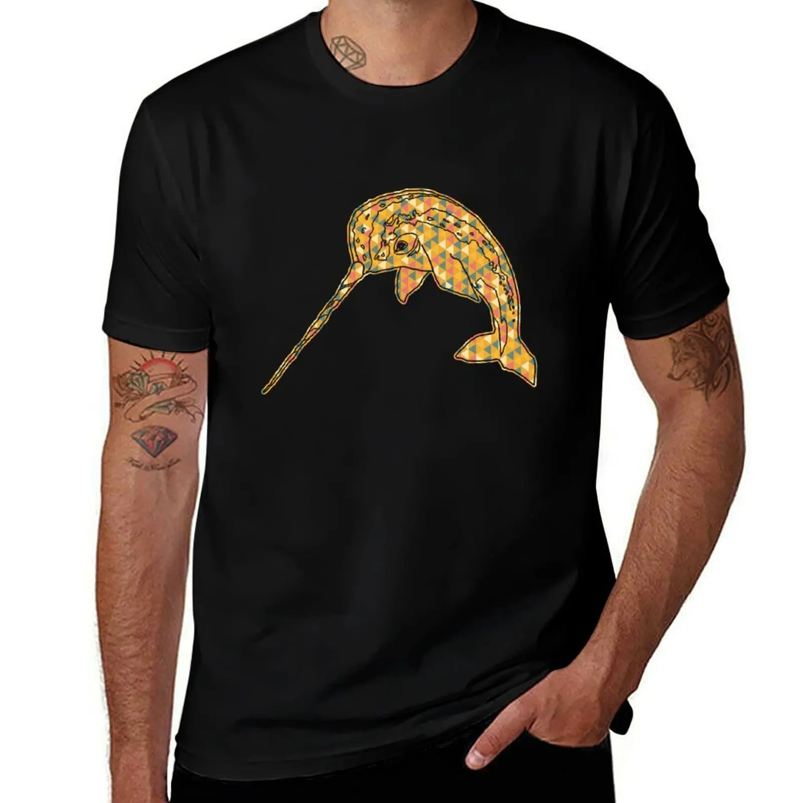 Narwhal - Narwhal Geometric T-Shirt Worker Basic Short Sleeve Tee T-Shirt