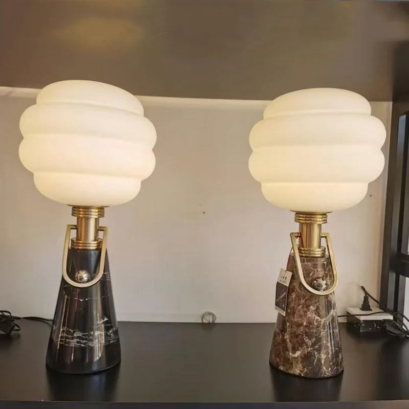 

Vintage marble desk lamp bedroom bedside study hotel homestay villa desk lamp