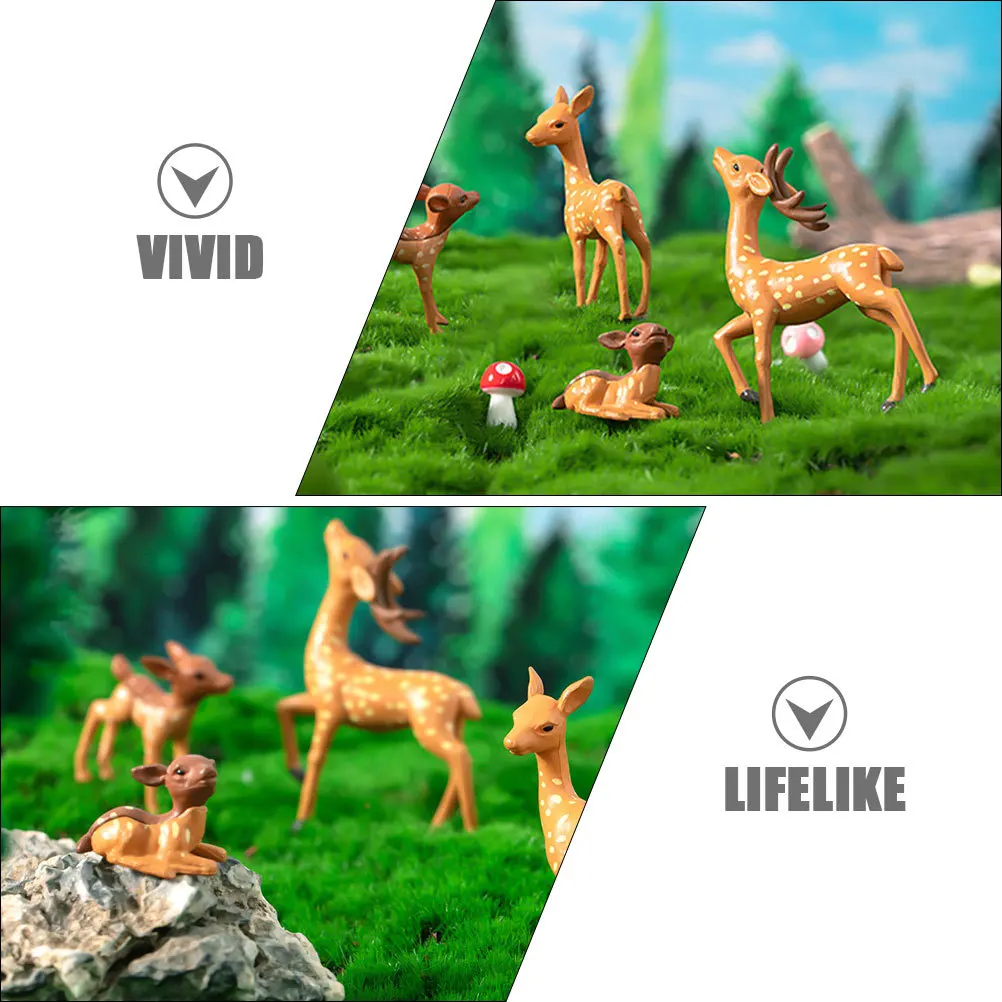 

4pcs Miniature Deer Statue Decor Small Deer Figurines For Garden Outdoor Landscape Decoration Pvc Animal Ornament