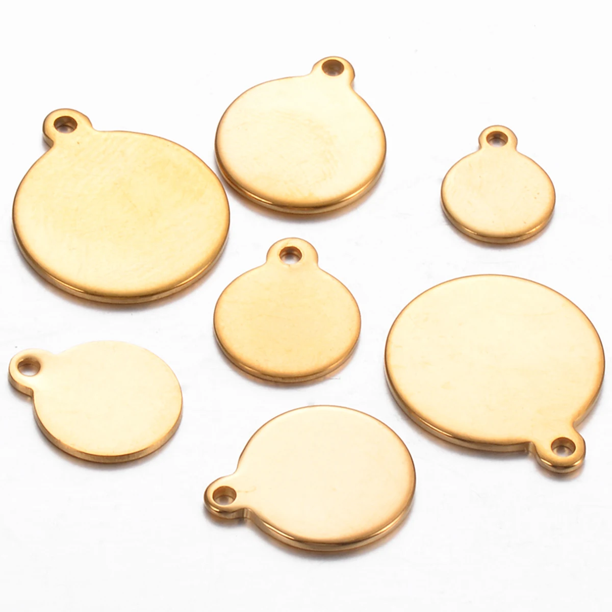 10pcs Stainless Steel Round Disc Engraving Blank Pendant Gold Color for DIY Necklace Jewelry Making Accessories