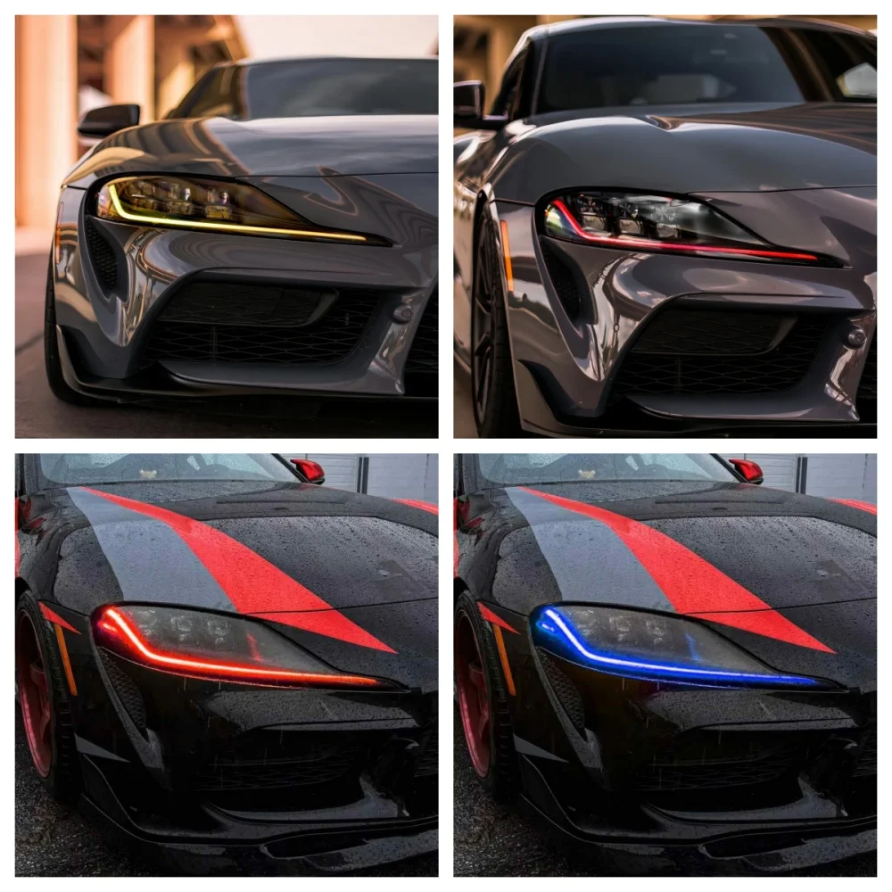 

Angel Eyes DRL LED Boards Daylight Refit Daytime Running Light Yellow Blue Red Amber For Toyota GR Supra A90 A91 MK5 2020-2024